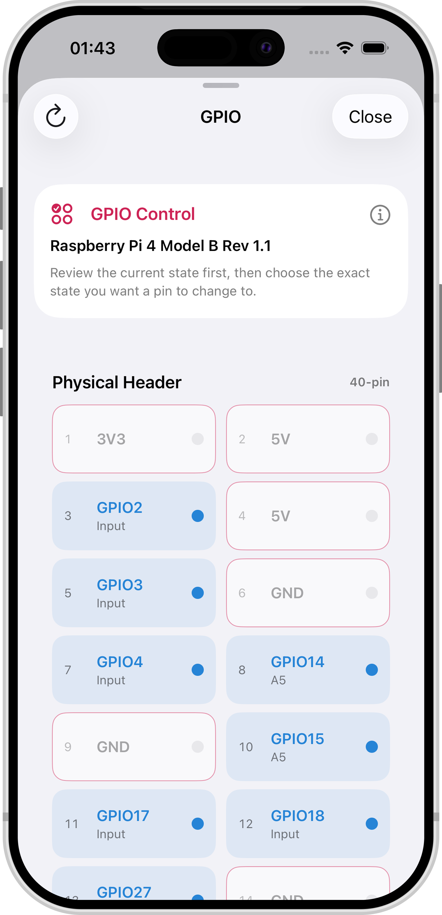 Open Pi GPIO Control